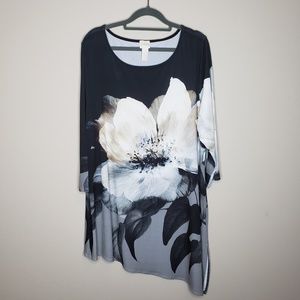 Chico's assymetrical stretchy dress floral      S2